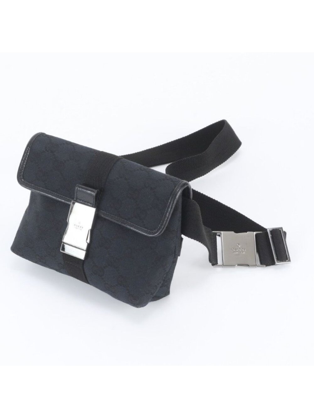 Gucci GG Canvas Leather 2-Way Belt Bag Crossbody Body Waist Pouch